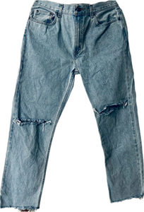 Unique Original One of a Kind Hand Dyed Distressed Deconstructed Raw Edge WHATEVER Denim Jeans