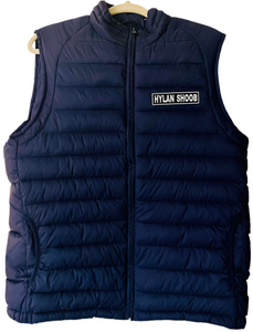 Unique Original One of a Kind Hand Appliquéd HYLAN SHOOB Navy Blue Puffer Vest