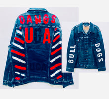 Load image into Gallery viewer, Unique Original One of a Kind Hand Painted DAWGS University of Georgia Bulldogs Denim Jacket
