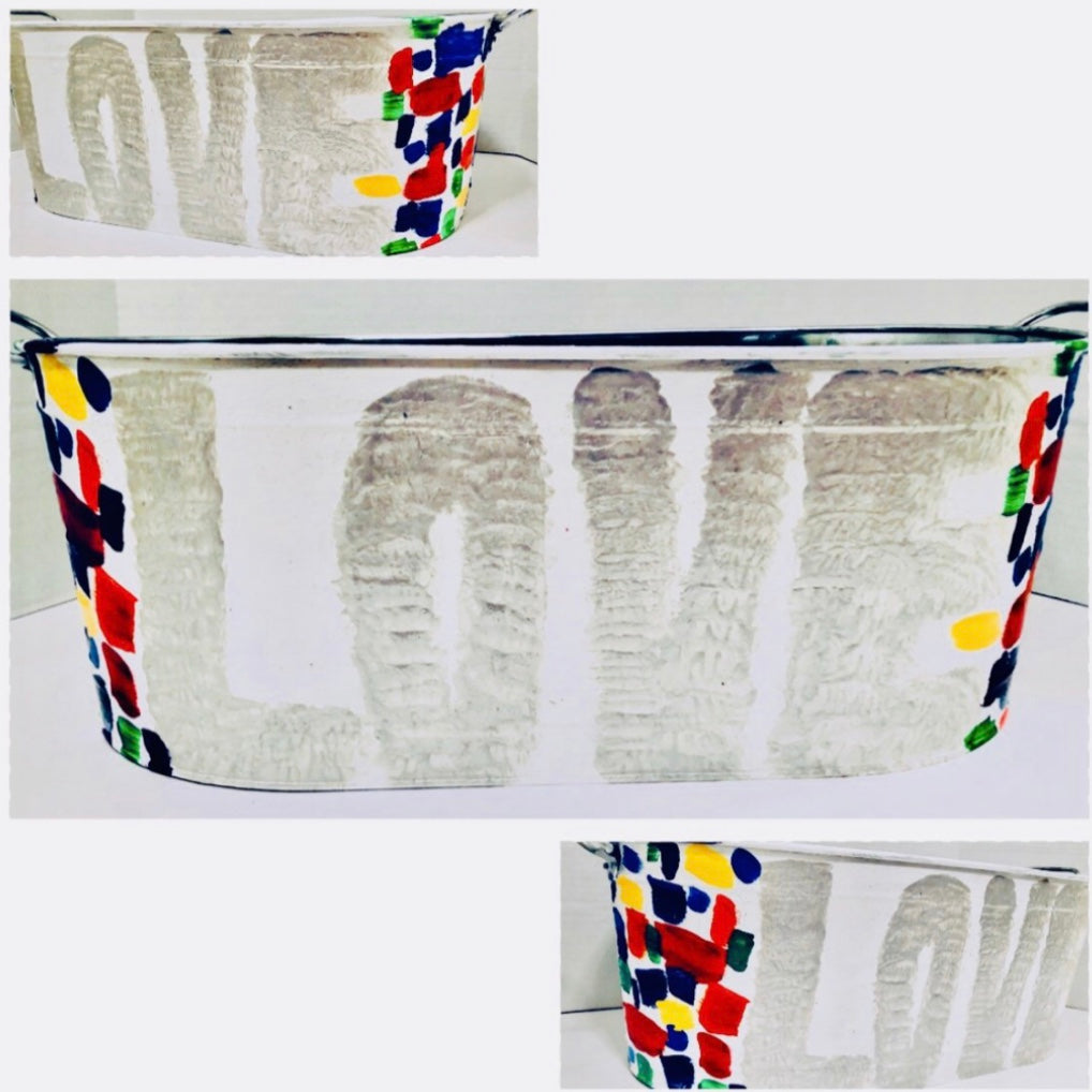 Unique Original One of a Kind Hand Painted LOVE Stainless Steel Beverage Tub - HYLAN SHOOB