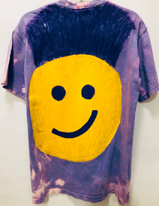 Unique Original One of a Kind Hand Dyed Bleached and Painted HAPPY Hanes T-Shirt