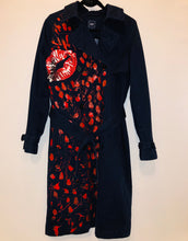 Load image into Gallery viewer, Unique Original One of a Kind Hand Painted and Appliquéd IT’S IN THE KISS Trench Coat
