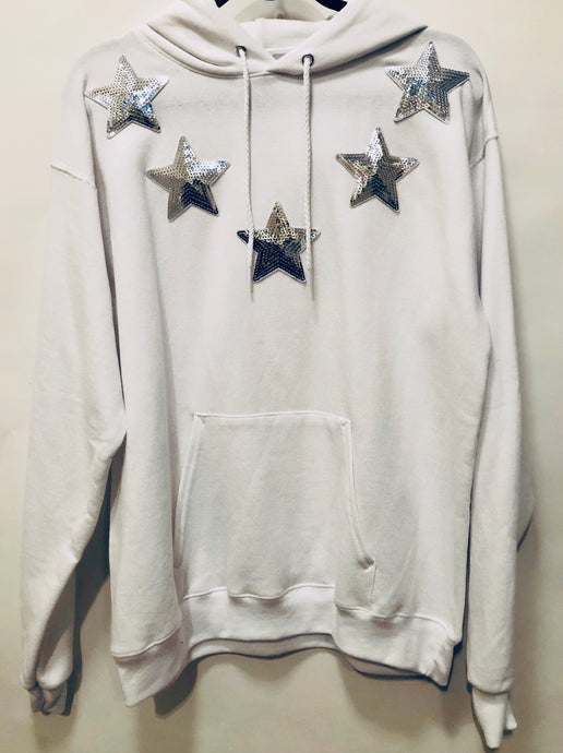 Unique Original One of a Kind Hand Appliquéd MERCURY Hoodie Sweatshirt - HYLAN SHOOB