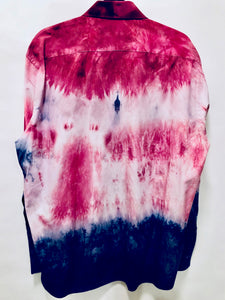 Unique Original One of a Kind Hand Dyed Red White and Blue LIVE IN COLOR Tuxedo Shirt - HYLAN SHOOB