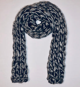 Unique Original One of a Kind Hand Knitted Acrylic SILVER Scarf