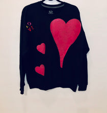 Load image into Gallery viewer, Unique Original One of a Kind Hand Painted PINK HEARTS LOVE Sweatshirt
