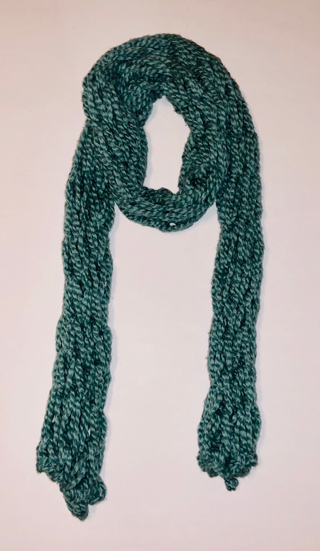 Unique Original One of a Kind Hand Knitted SEA GREEN 100% Cotton Scarf