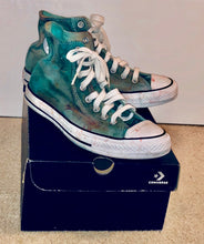 Load image into Gallery viewer, Unique Original One of a Kind Hand Dyed SEA GREEN High Top Upcycled Sneakers
