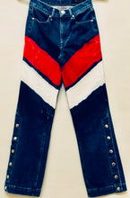 Load image into Gallery viewer, Unique Original One of a Kind Hand Painted THE RED WHITE AND BLUE Denim Jeans - HYLAN SHOOB
