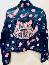 Load image into Gallery viewer, Unique Original One of a Kind Hand Painted and Appliquéd LOVE IS ENOUGH Denim Jacket - HYLAN SHOOB
