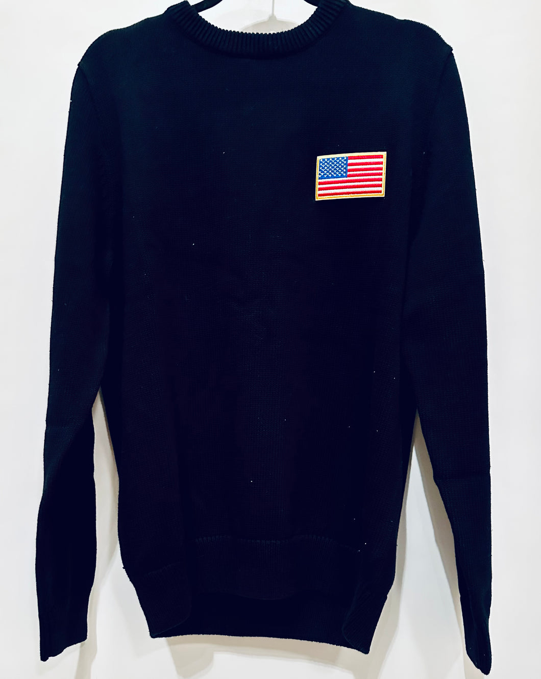 Unique Original One of a Kind Hand Appliquéd Black American Flag 🇺🇸 Sweater