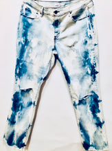 Load image into Gallery viewer, Unique Original One of a Kind Hand Bleached Distressed Ripped Deconstructed Raw Edge BE SEEN Denim Jeans - HYLAN SHOOB
