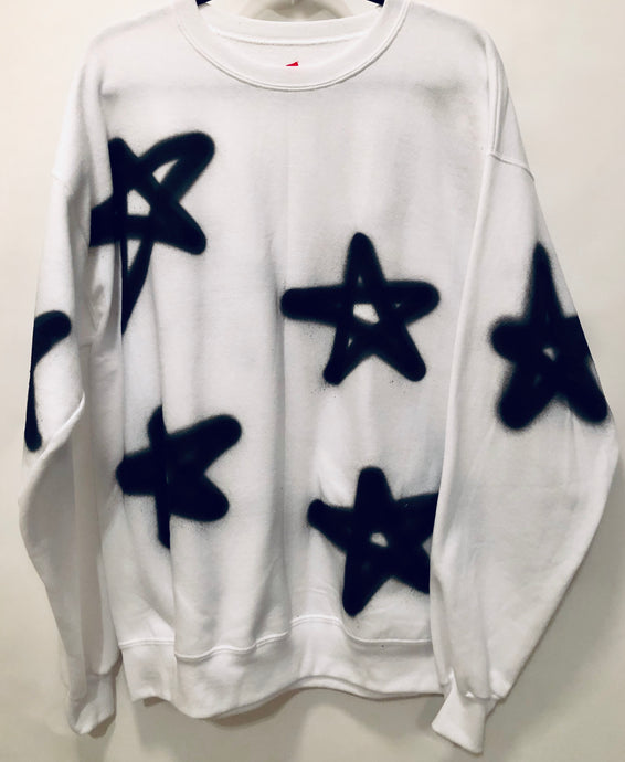 Unique Original One of a Kind Hand Painted Graffiti STAR LIGHT Sweatshirt - HYLAN SHOOB