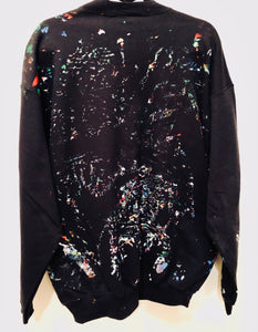 Unique Original One of a Kind Hand Painted Multicolor Paint Splatter LIVE IN COLOR Sweatshirt - HYLAN SHOOB