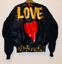 Load image into Gallery viewer, Unique Original One of a Kind Hand Painted and Appliquéd FEARLESS LOVE Flight Jacket - HYLAN SHOOB
