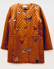 Load image into Gallery viewer, Unique Original One of a Kind Hand Appliquéd TRANSFORM AND FLY Quilted Leather Trench Coat - HYLAN SHOOB
