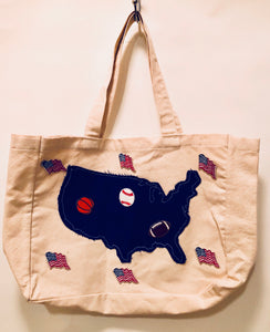 Unique Original One of a Kind Hand Appliquéd THE ALL AMERICAN Tote Bag - HYLAN SHOOB