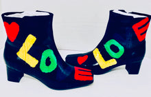 Load image into Gallery viewer, Unique Original One of a Kind Hand Painted COLORS OF LOVE Leather Ankle Boots - HYLAN SHOOB
