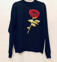 Load image into Gallery viewer, Unique Original One of a Kind Hand Appliquéd ROSES ARE RED Sweatshirt - HYLAN SHOOB
