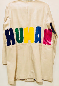 Unique Original One of a Kind Hand Painted and Appliquéd HUMAN Leather Trench Coat - HYLAN SHOOB