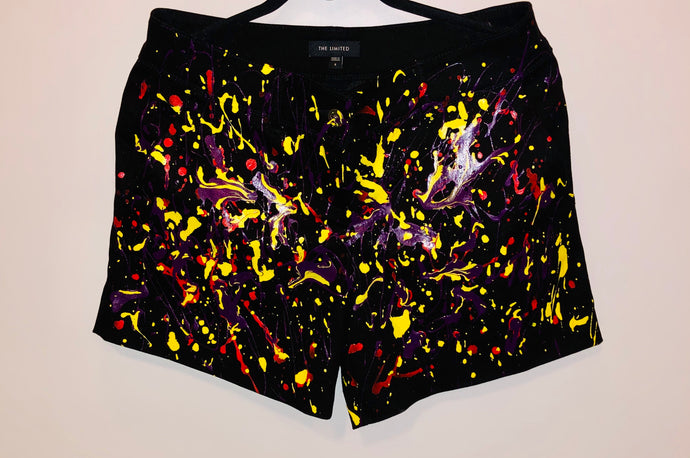 Unique Original One of a Kind Hand Painted NIGHT Shorts - HYLAN SHOOB