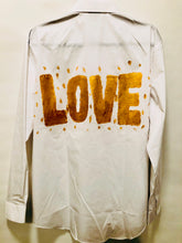 Load image into Gallery viewer, Unique Original One of a Kind Hand Painted LOVE Tuxedo Shirt - HYLAN SHOOB
