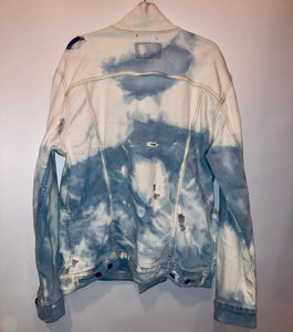 Unique Original One of a Kind Hand Bleached and Distressed RAW Denim Jacket