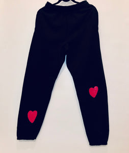 Unique Original One of a Kind Hand Painted PINK HEARTS Sweatpants