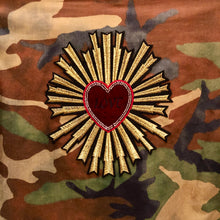 Load image into Gallery viewer, Unique Original One of a Kind Hand Deconstructed, Distressed, Dyed and Appliquéd POWER OF LOVE Camouflage Jacket - HYLAN SHOOB
