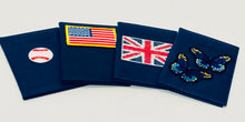 Load image into Gallery viewer, Unique Original One of a Kind Hand Appliquéd Navy Leather Passport Holder - HYLAN SHOOB
