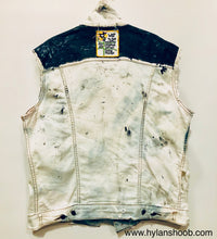 Load image into Gallery viewer, Unique Original One of a Kind Hand Appliquéd, Painted, Deconstructed and Distressed WAR Denim Vest
