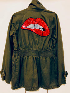 Unique Original One of a Kind Hand Appliquéd THE KISS Cargo Jacket - HYLAN SHOOB