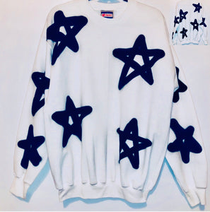 Unique Original One of a Kind Hand Painted STARS ALIGN Sweatshirt - HYLAN SHOOB