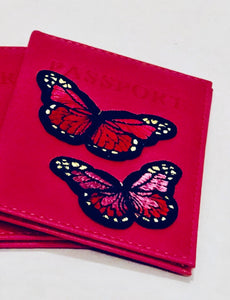 Unique Original One of a Kind Hand Appliquéd Hot Pink Leather Passport Holder - HYLAN SHOOB