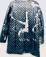 Load image into Gallery viewer, Unique Original One of a Kind Hand Painted ORDER IN CHAOS Quilted Leather Trench Coat - HYLAN SHOOB
