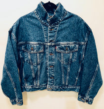 Load image into Gallery viewer, Unique Original One of a Kind Hand Painted LOVE IS THE ANSWER Vintage Denim Jacket - HYLAN SHOOB
