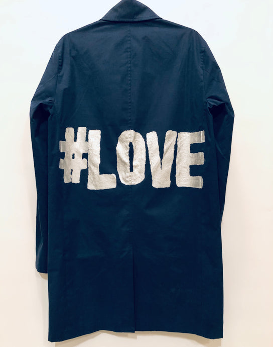 Unique Original One of a Kind Hand Painted #LOVE Trench Coat - HYLAN SHOOB