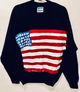 Unique Original One of a Kind Hand Painted OLD GLORY Sweatshirt   - HYLAN SHOOB