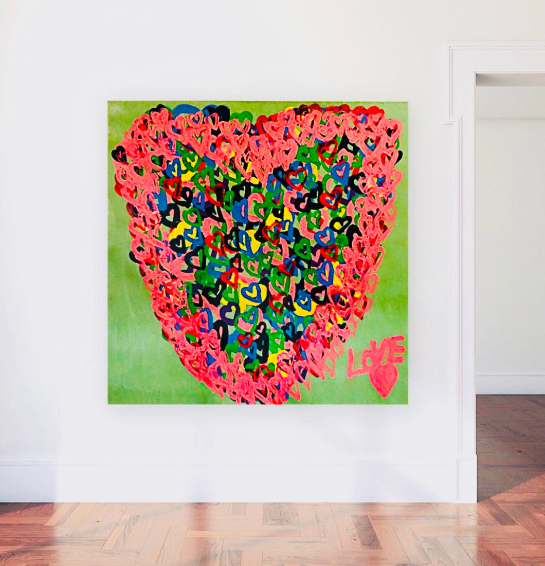 Unique Original One of a Kind Hand Painted HEARTS OF LOVE Painting