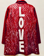 Load image into Gallery viewer, Unique Original One of a Kind Hand Painted LOVE Quilted Leather Trench Coat - HYLAN SHOOB
