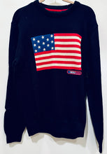 Load image into Gallery viewer, Unique Original One of a Kind Hand Appliquéd Navy Blue #AMERICASTRONG American Flag 🇺🇸 Sweater
