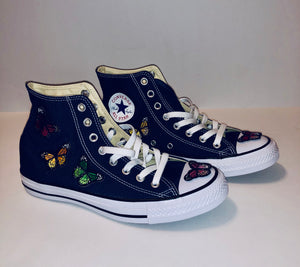 Unique Original One of a Kind Hand Appliquéd TRANSFORM AND FLY High Top Sneakers