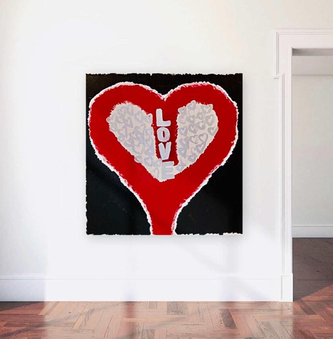 Unique Original One of a Kind Hand Painted ONE LOVE Painting