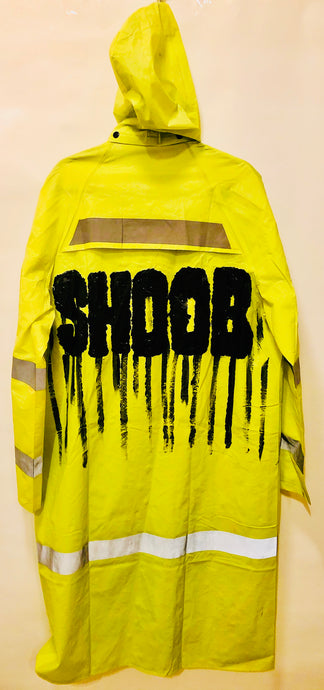 Unique Original One of a Kind Hand Painted SHOOB Yellow Raincoat - HYLAN SHOOB