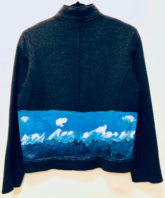 Unique Original One of a Kind Hand Painted THE OCEAN Wool Jacket - HYLAN SHOOB