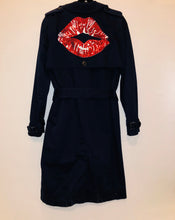 Load image into Gallery viewer, Unique Original One of a Kind Hand Painted and Appliquéd IT’S IN THE KISS Trench Coat
