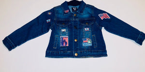 Unique Original One of a Kind Hand Appliquéd I PLEDGE ALLEGIANCE Children's Denim Jacket - HYLAN SHOOB