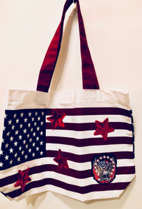 Unique Original One of a Kind Hand Appliquéd STARS Tote Bag - HYLAN SHOOB