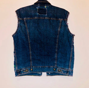 Unique Original One of a Kind Hand Painted, Deconstructed and Distressed COLORS OF LOVE Denim Vest - HYLAN SHOOB