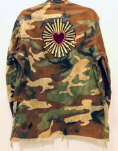 Load image into Gallery viewer, Unique Original One of a Kind Hand Deconstructed, Distressed, Dyed and Appliquéd POWER OF LOVE Camouflage Jacket - HYLAN SHOOB
